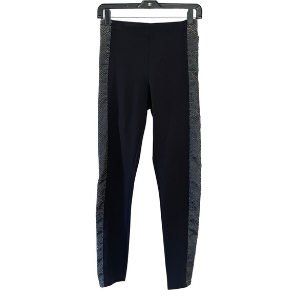 SAVE THE QUEEN Women's Size Small Black Textured Panels Pull-On Leggings Pants - Picture 1 of 9